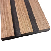 Wooden strip with black rubber border on a white background