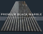 Premium black marble acoustic panel with text on a dark background