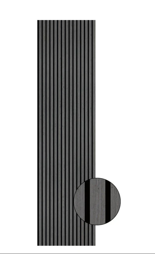 Textured black strip with a circular inset showing a close-up detail on a white background