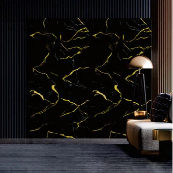 Modern interior design with abstract wall art and minimal furniture.